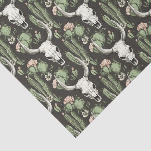 Westerne Koe Schedel en cactus Tissuepapier (Detail)