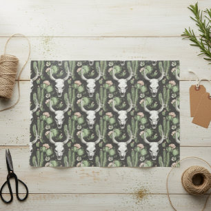 Westerne Koe Schedel en cactus Tissuepapier