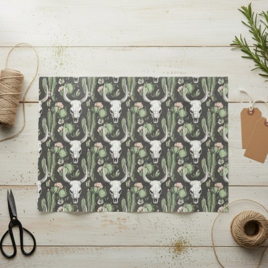 Westerne Koe Schedel en cactus Tissuepapier