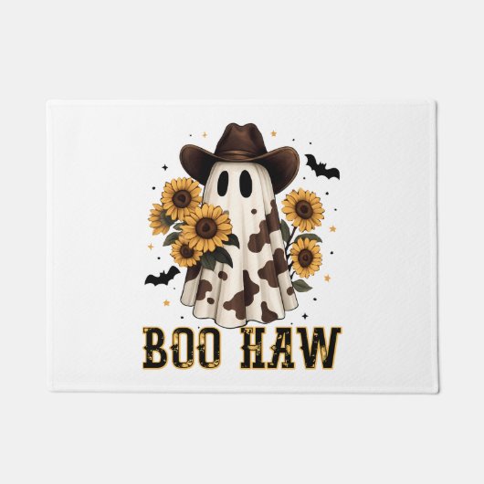Westerne Koe Spot Spooky Ghost Boo Haw Deurmat (Voorkant)