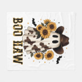 Westerne Koe Spot Spooky Ghost Boo Haw Fleece Deken (Voorkant (Horizontaal))