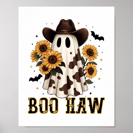 Westerne Koe Spot Spooky Ghost Boo Haw Poster (Voorkant)