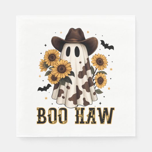 Westerne Koe Spot Spooky Ghost Boo Haw Servet (Voorkant)