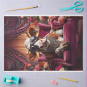 Westerne Koe Zittend Roze Stoel Decoupage Tissuepapier (Craft)