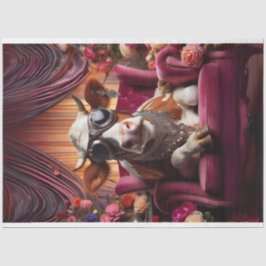 Westerne Koe Zittend Roze Stoel Decoupage Tissuepapier