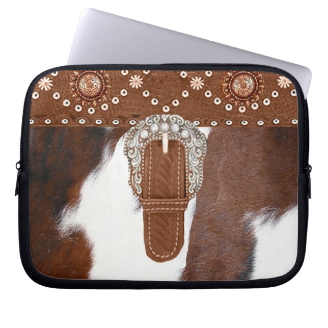 westerne "Koeienhuid" laptophoes Laptop Sleeve (Voorkant)