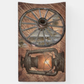 Westerne kolenolielamp en zwoerd spandoek (Verticaal)