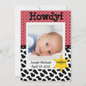 Westerne kondiging van de Baby van Cowboy Sheriff Aankondiging (Achterkant)