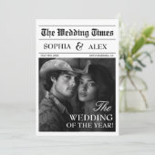 Westerne kranten bruiloft uitnodiging (Staand voorkant)