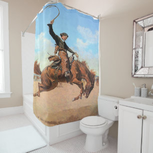 Westerne kunst Cowboy Bronc Rider Douchegordijn
