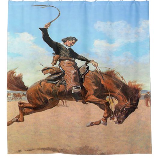  Westerne kunst Cowboy Bronc Rider Douchegordijn (Voorkant)