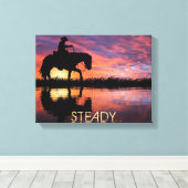 Westerne kunst cowboy op het paard canvas afdruk (Insitu (Houten vloer))