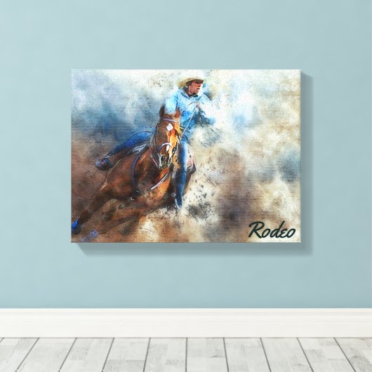 Westerne kunst, cowboy, paarden, rodeo Canvas afdr (Insitu (Houten vloer))