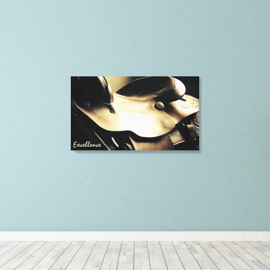 Westerne kunst, Cowboy Saddle, Excellentie Canvas Afdruk (Insitu (Houten vloer))