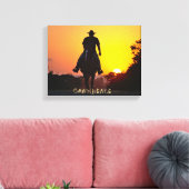 Westerne kunst, Cowboy Sunset, Sterkte, Canvas Afdruk (Insitu (Woonkamer))