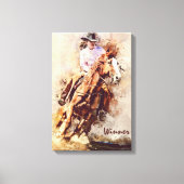 Westerne kunst, Cowgirl Horse, Rodeo Winner Canvas Afdruk (Voorkant)