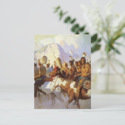  Westerne Kunst, Indische Oorlogspartij door NC Wy Briefkaart (Staand voorkant)