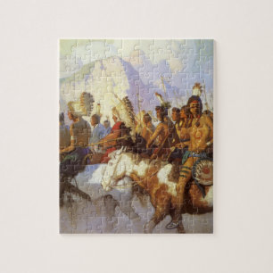 Westerne Kunst, Indische Oorlogspartij door NC Wy Legpuzzel