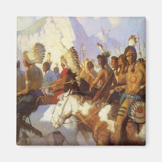 Westerne Kunst, Indische Oorlogspartij door NC Wy Magneet (Voorkant)