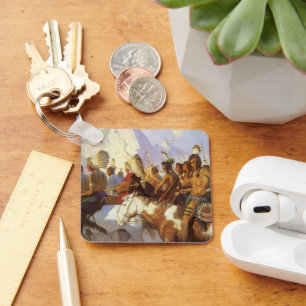  Westerne Kunst, Indische Oorlogspartij door NC Wy Sleutelhanger