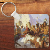  Westerne Kunst, Indische Oorlogspartij door NC Wy Sleutelhanger (Voorkant)