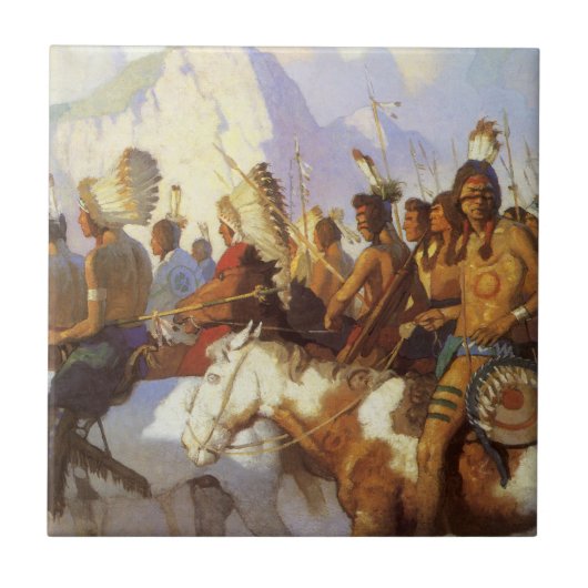  Westerne Kunst, Indische Oorlogspartij door NC Wy Tegeltje (Voorkant)