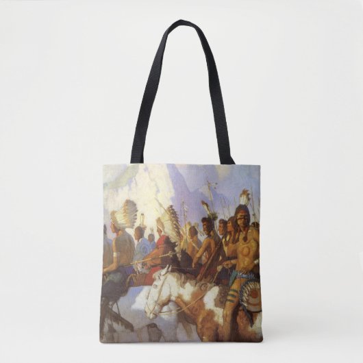  Westerne Kunst, Indische Oorlogspartij door NC Wy Tote Bag (Voorkant)