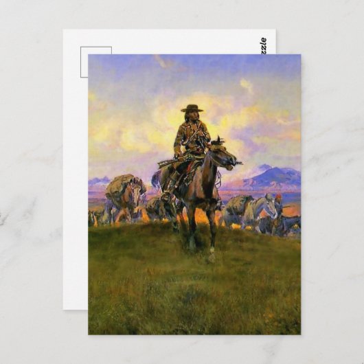 westerne kunst van Charles M Russ "The Romance Mak Briefkaart (Voorkant / Achterkant)