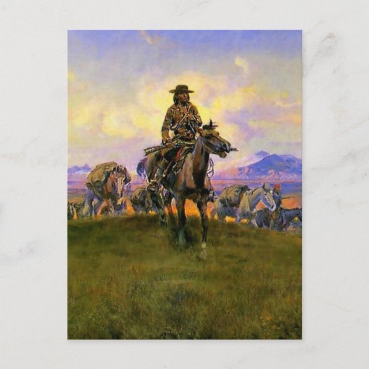 westerne kunst van Charles M Russ "The Romance Mak Briefkaart (Voorkant)