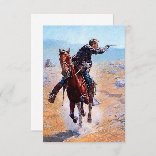 westerne kunst van Charles Schreyvogel "The Messen Bedankkaart (Voorkant / Achterkant)