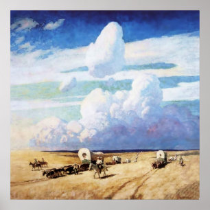 westerne kunst van de "Gedekte Wagons" door de NC  Poster