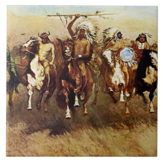 westerne kunst van Frederic Remington met overwinn Tegeltje (Voorkant)