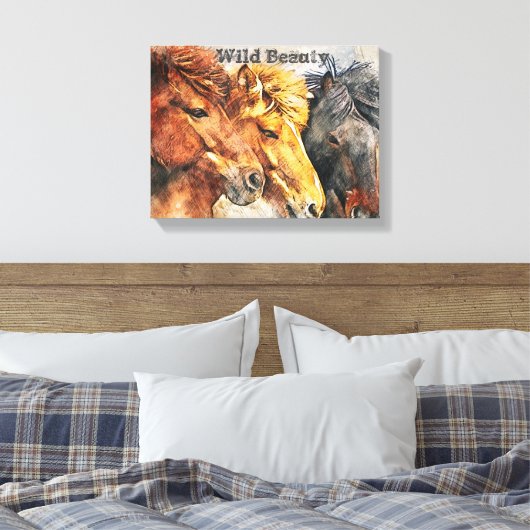 Westerne kunst wilde paarden canvas afdruk (Insitu (Slaapkamer))