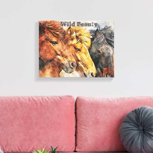 Westerne kunst wilde paarden canvas afdruk (Insitu (Woonkamer))