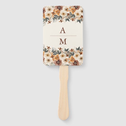 Westerne Laarzen Bloemen Terracotta Huwelijk Handwaaier (Voorkant)