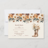 Westerne Laarzen Bloemen Terracotta Huwelijk RSVP Kaartje (Voorkant)