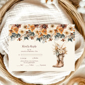 Westerne Laarzen Bloemen Terracotta Huwelijk RSVP Kaartje