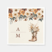 Westerne Laarzen Bloemen Terracotta Huwelijk Servet (Voorkant)