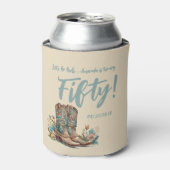 Westerne laarzen bloemenvijftigste verjaardagsfees blikjeskoeler (Blikje Voorkant)