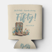 Westerne laarzen bloemenvijftigste verjaardagsfees blikjeskoeler (Achterkant)