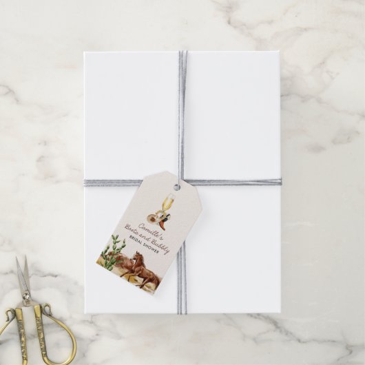 Westerne laarzen en bubble Vrijgezellenfeest Cadeaulabel (Met Touw)