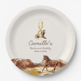 Westerne laarzen en bubble Vrijgezellenfeest Papieren Bordje