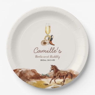 Westerne laarzen en bubble Vrijgezellenfeest Papieren Bordje