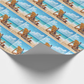 Westerne laarzen en gitaar op het strand cadeaupapier (Hoek)