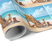 Westerne laarzen en gitaar op het strand cadeaupapier (Rol Hoek)