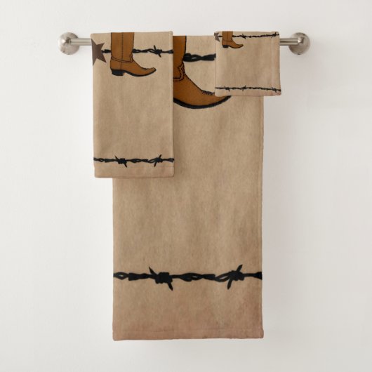 Westerne laarzen en prikkeldraad bad handdoek (Insitu)