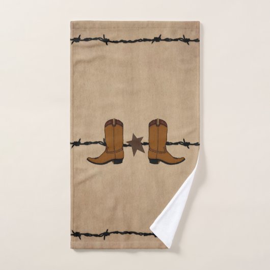 Westerne laarzen en prikkeldraad bad handdoek (Handdoek)