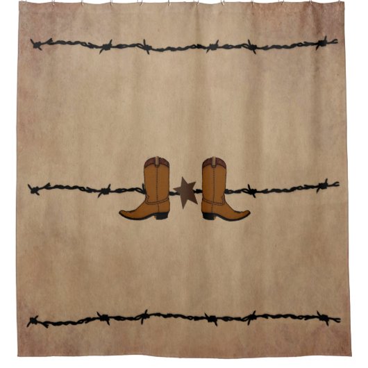 Westerne laarzen en prikkeldraad douchegordijn (Voorkant)
