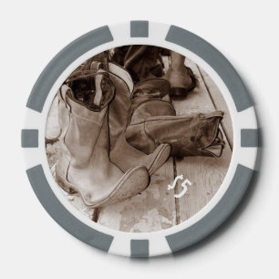 Westerne laarzen klei poker chips, aanpasbaar chips