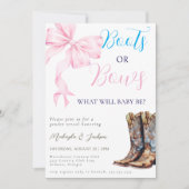 Westerne laarzen of strikken blauw roze gender rev kaart (Voorkant)